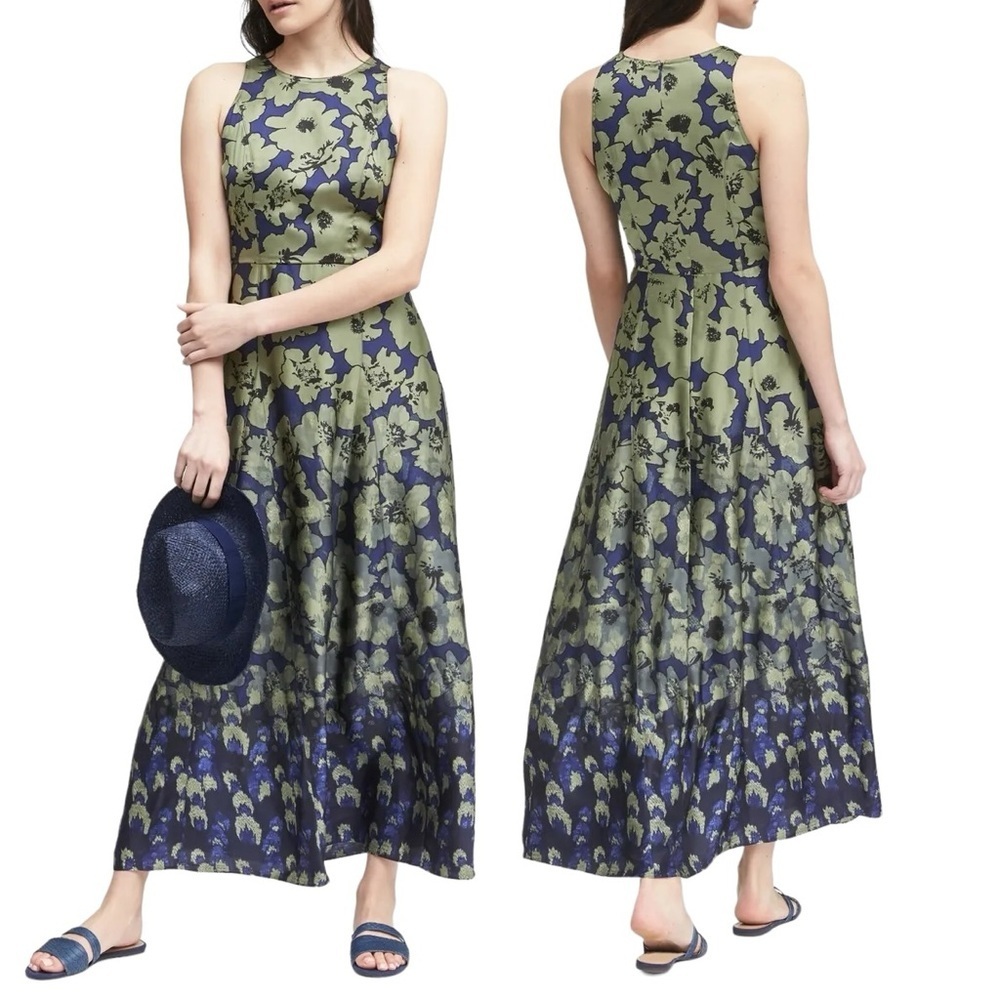 BANANA REPUBLIC Silky Floral Fit & Flare Maxi Dress